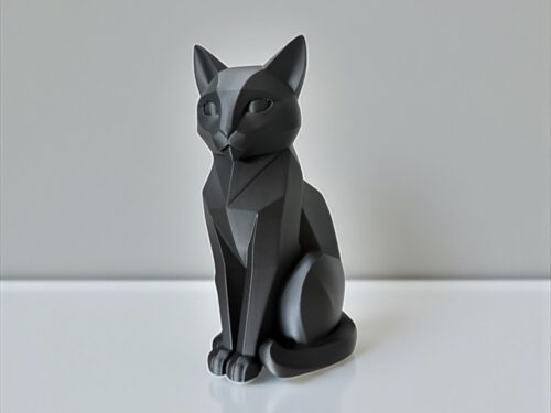 Geometric Cat Statue Modern Sitting Cat Sculpture
