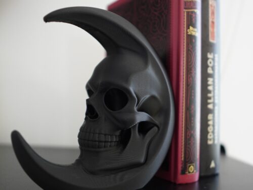 Skull Moon Bookend Gothic Home Decor Skull Decor