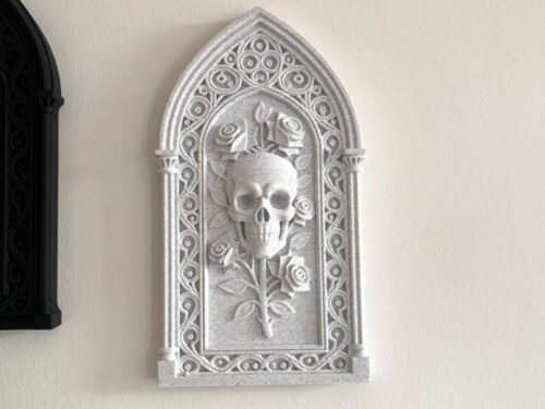 Gothic Skull Roses Frame Cathedral Wall Decor